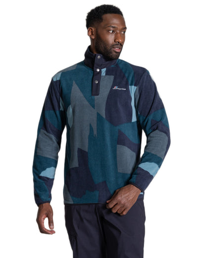 Dark Aegean coloured Craghoppers Mens Dewlish II Overhead Fleece on white background 