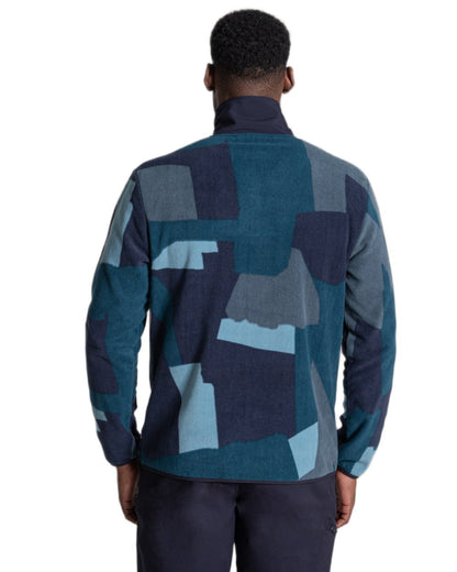 Dark Aegean coloured Craghoppers Mens Dewlish II Overhead Fleece on white background 
