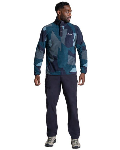 Dark Aegean coloured Craghoppers Mens Dewlish II Overhead Fleece on white background 