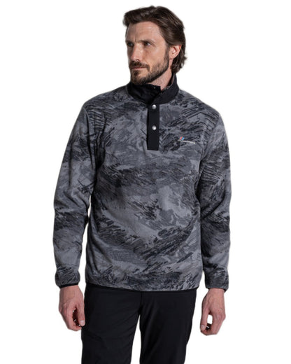 Dark Iron Print coloured Craghoppers Mens Dewlish II Overhead Fleece on white background 