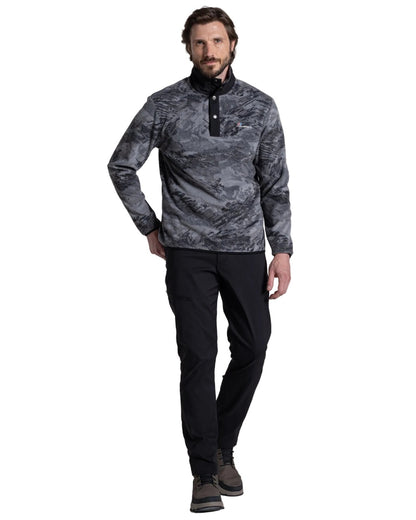 Dark Iron Print coloured Craghoppers Mens Dewlish II Overhead Fleece on white background 