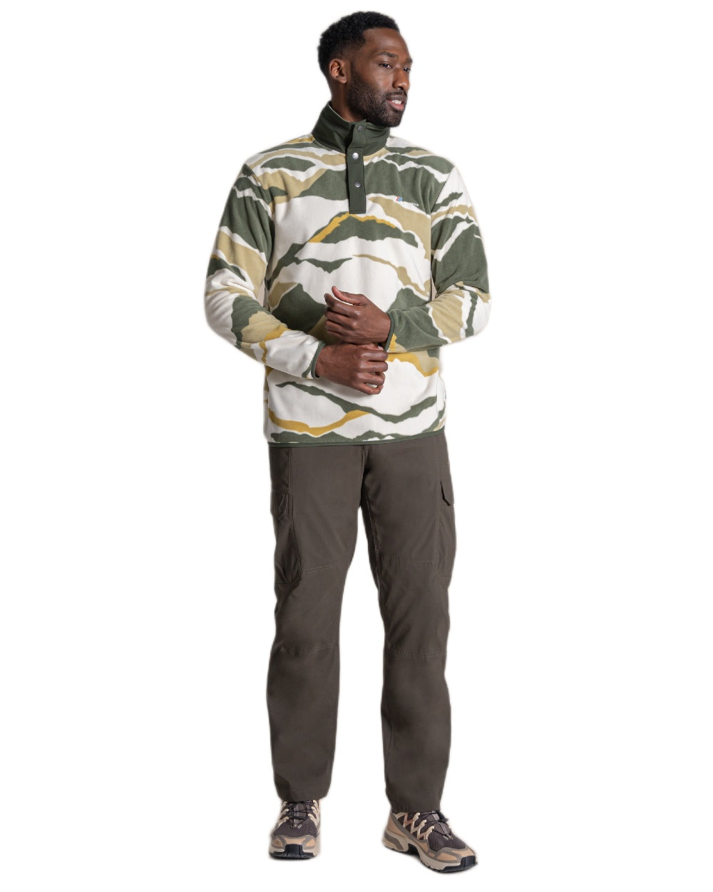 Lagano Green coloured Craghoppers Mens Dewlish II Overhead Fleece on white background 