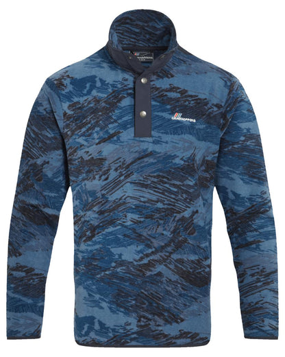 Poseidon Blue Print coloured Craghoppers Mens Dewlish II Overhead Fleece on white background 