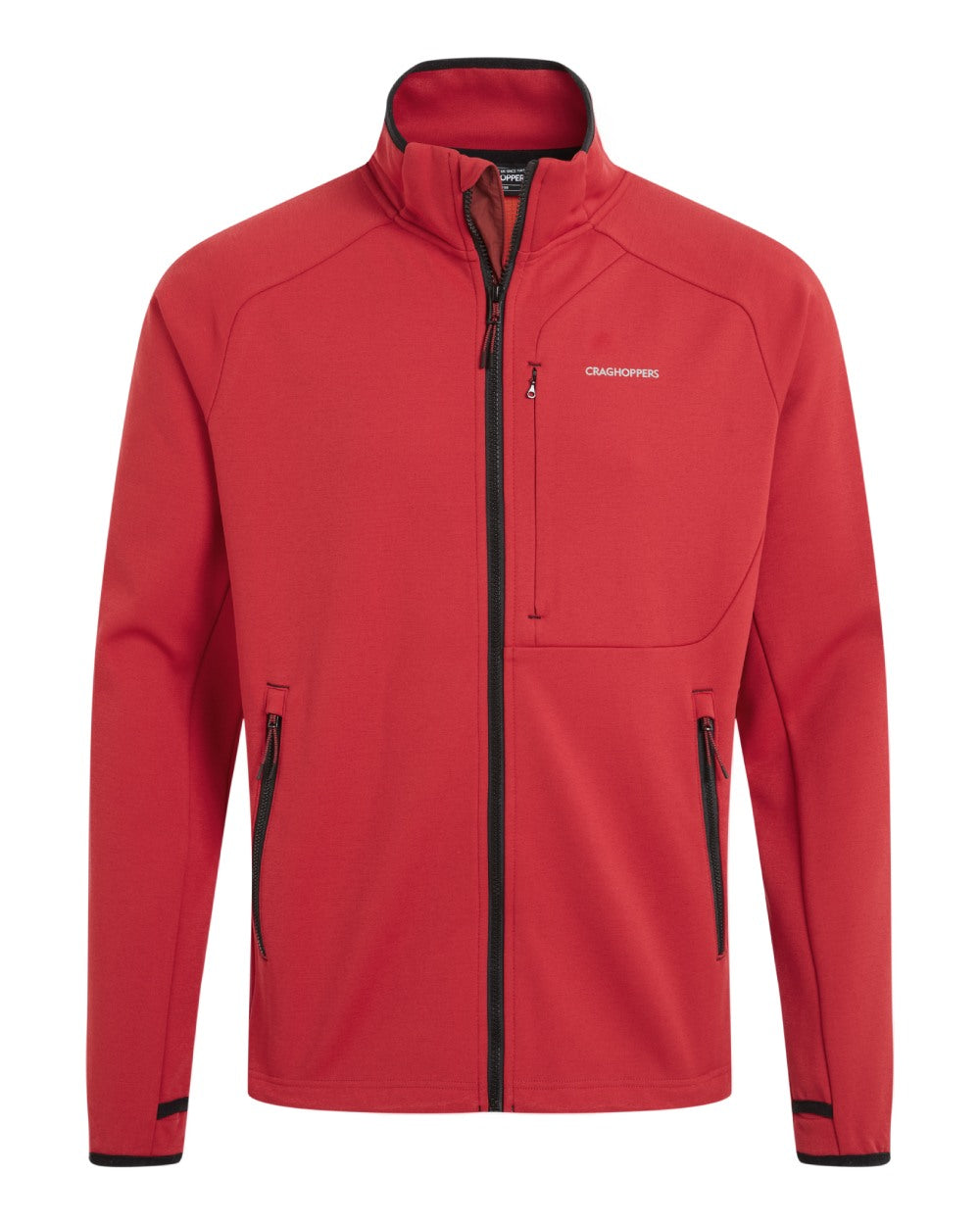 Madder Red Coloured Craghoppers Mens Dynamic Pro Full Zip Fleece Jacket on white background 