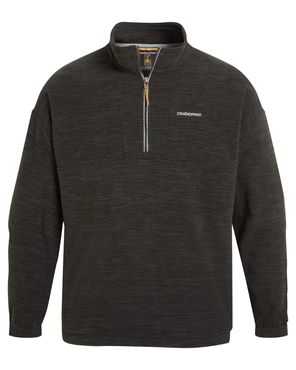 Black coloured Craghoppers Mens Esk Half Zip Fleece on white background 