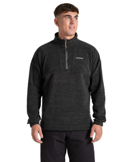 Black coloured Craghoppers Mens Esk Half Zip Fleece on white background 