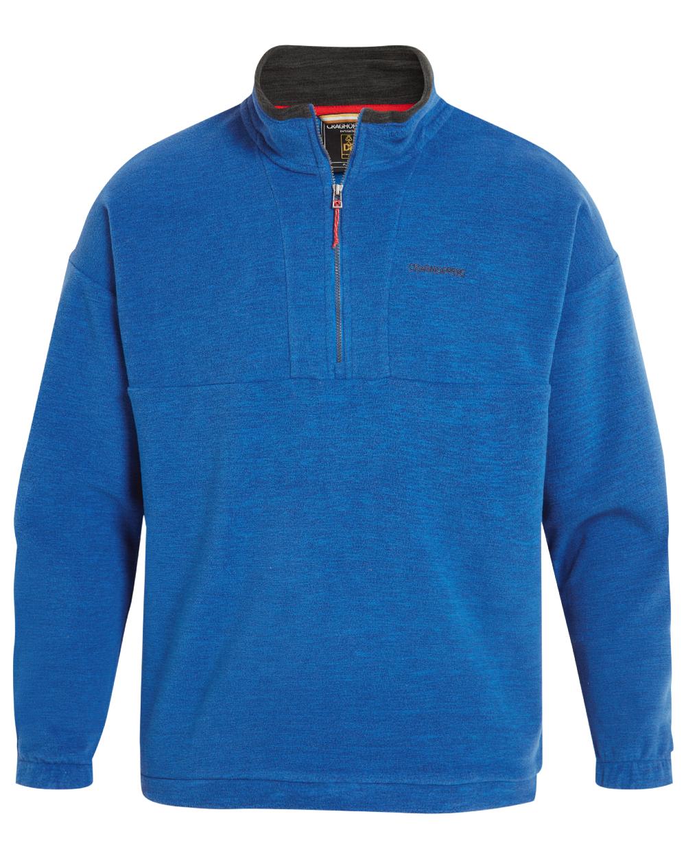 Fresh Blue coloured Craghoppers Mens Esk Half Zip Fleece on white background 