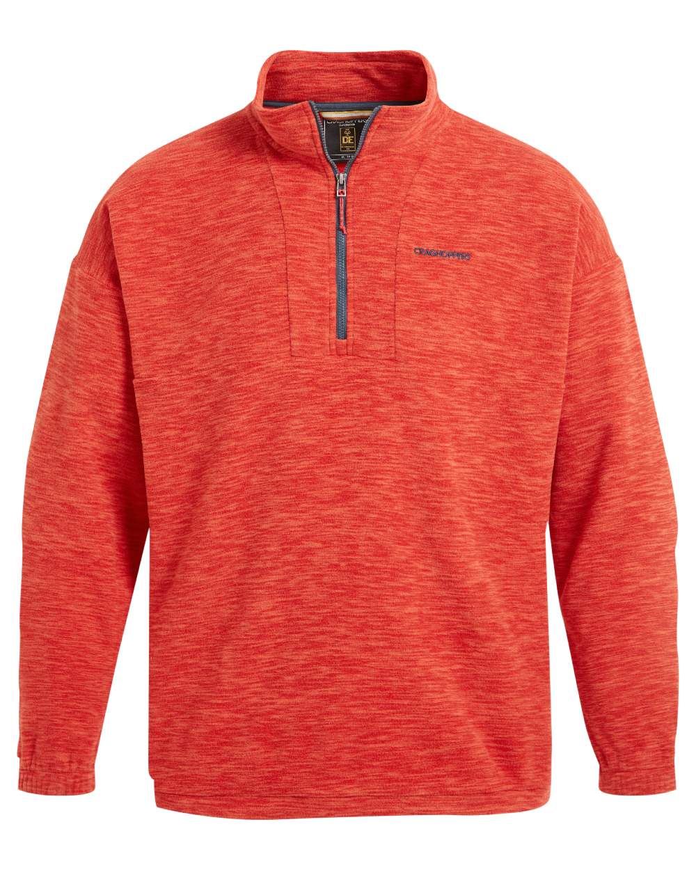 Pimento Red coloured Craghoppers Mens Esk Half Zip Fleece on white background 