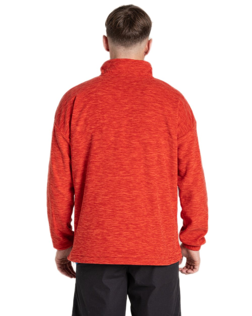 Pimento Red coloured Craghoppers Mens Esk Half Zip Fleece on white background 