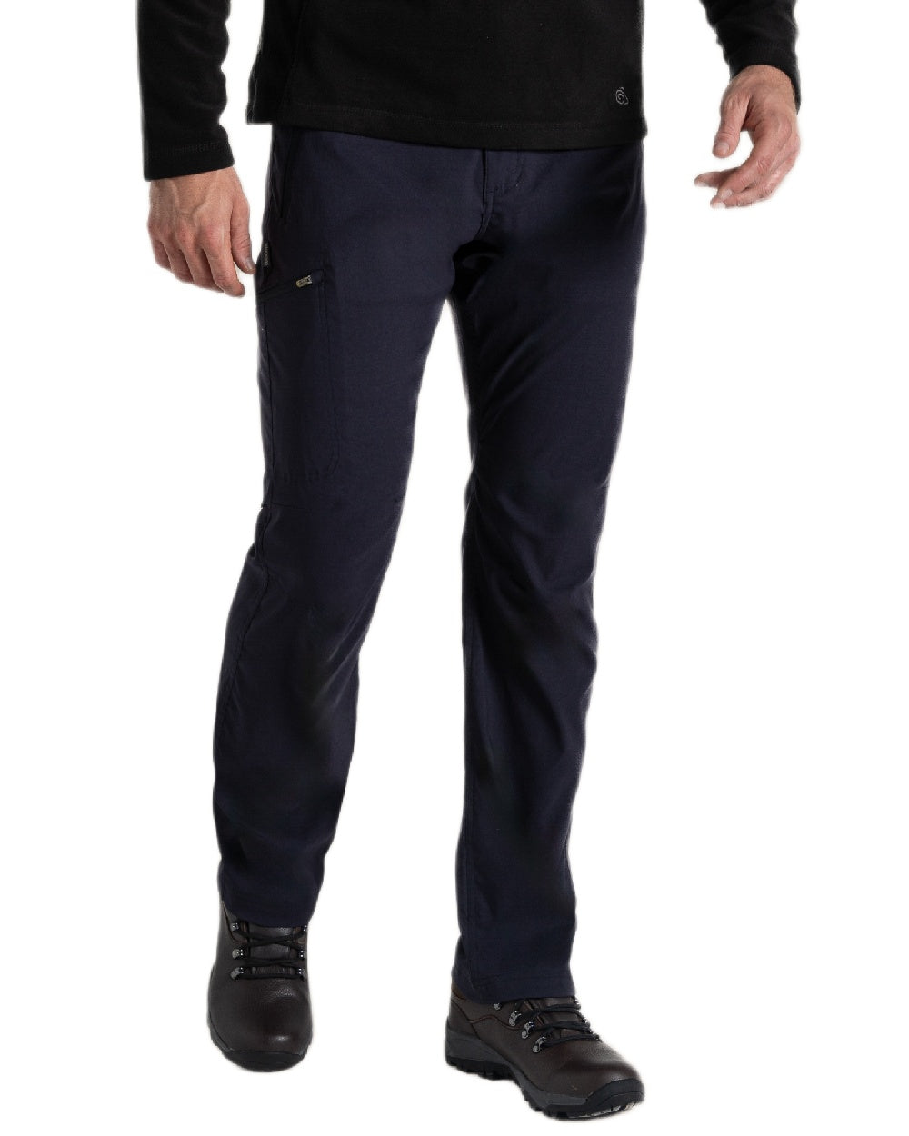 Dark Navy Coloured Craghoppers Mens Expert Kiwi Pro Stretch Trousers on white background 