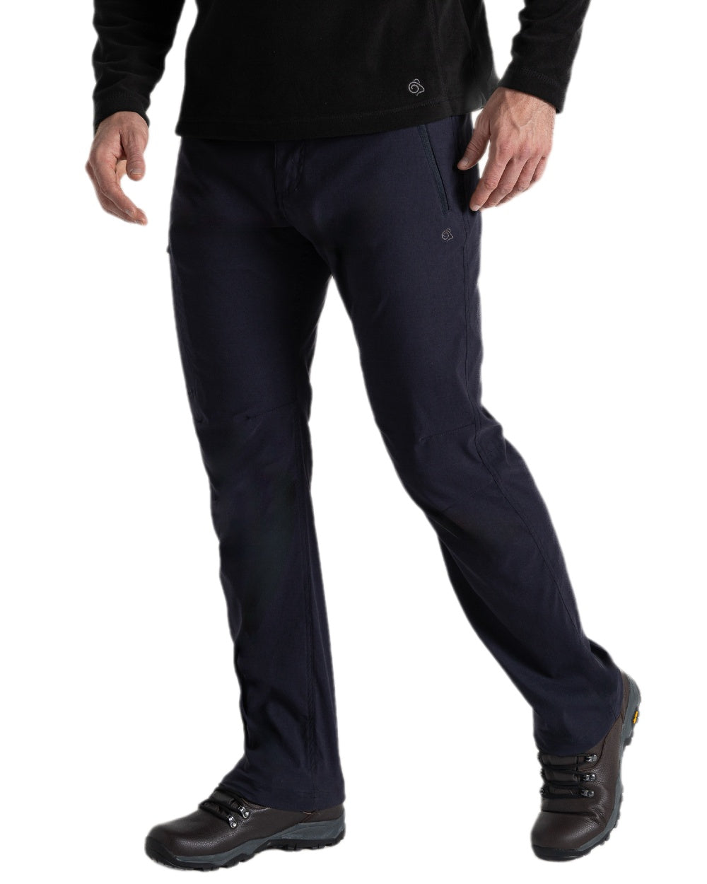 Dark Navy Coloured Craghoppers Mens Expert Kiwi Pro Stretch Trousers on white background 