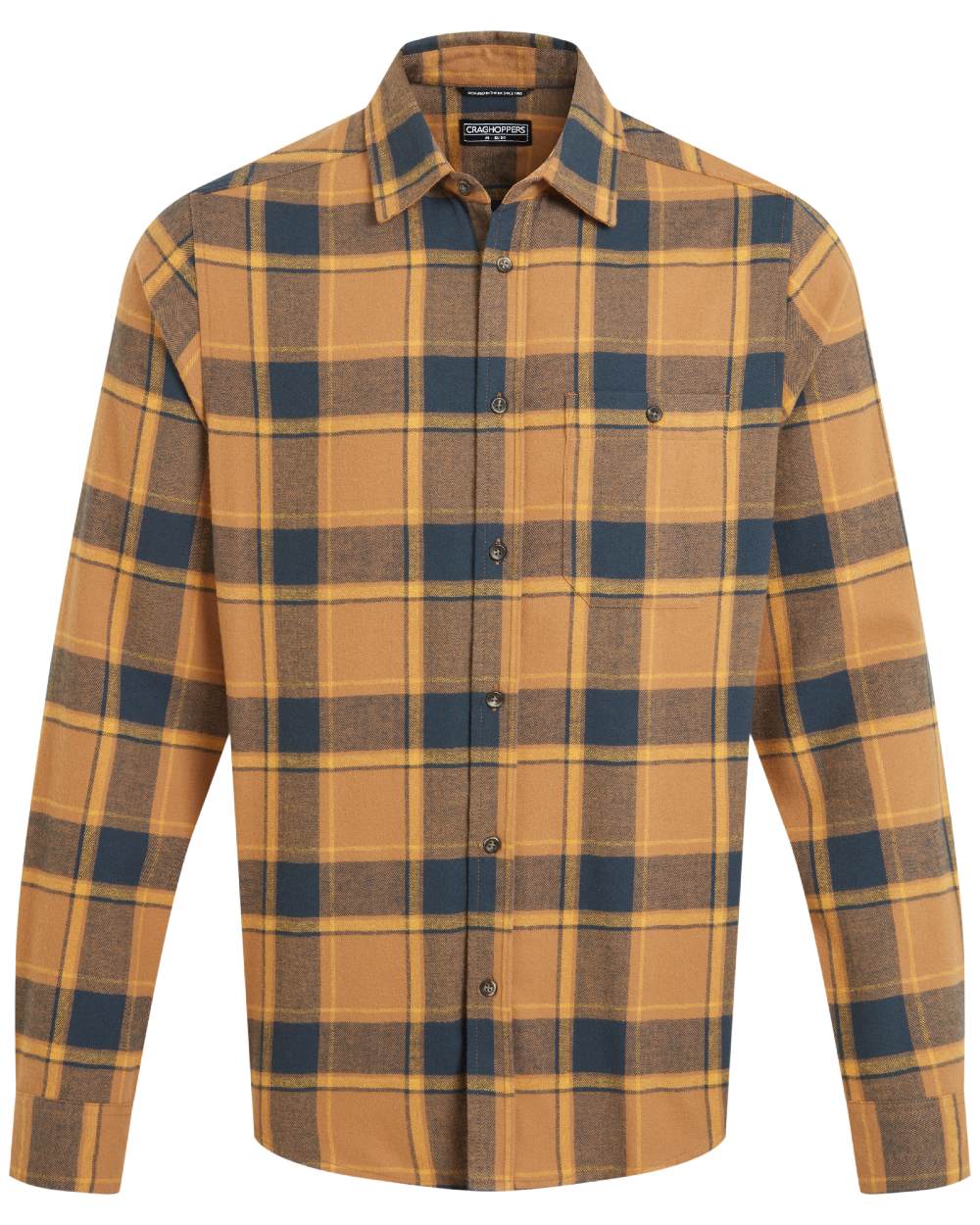 Boulder Check coloured Craghoppers Mens Gable Long Sleeved Shirt on white background 