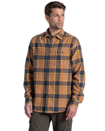 Boulder Check coloured Craghoppers Mens Gable Long Sleeved Shirt on white background 