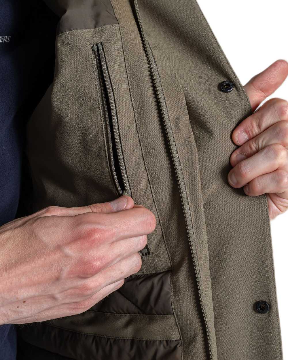 Wild Olive Coloured Craghoppers Mens Grisedale Thermic Jacket on white background 