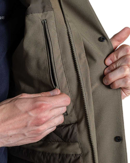 Wild Olive Coloured Craghoppers Mens Grisedale Thermic Jacket on white background 