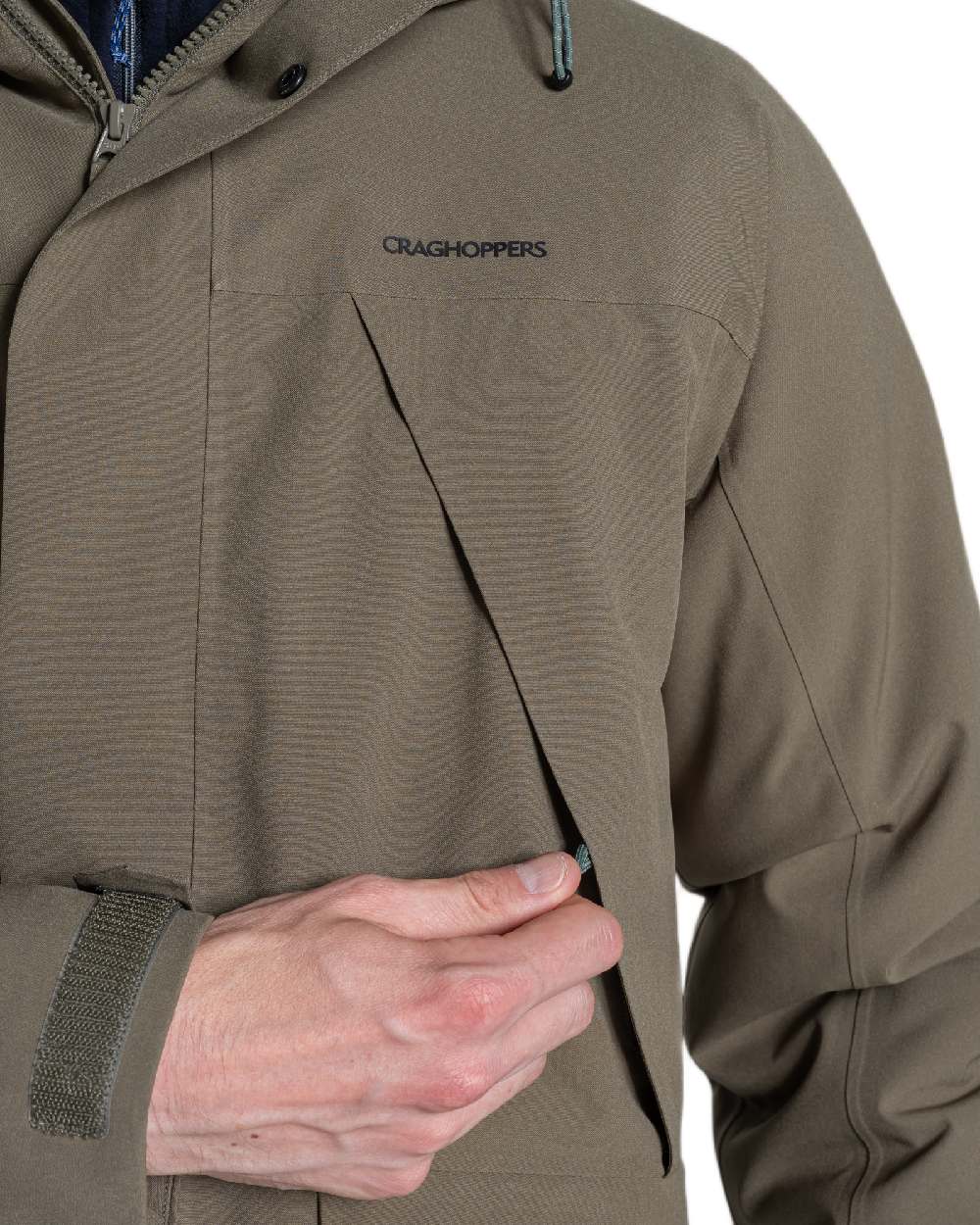 Wild Olive Coloured Craghoppers Mens Grisedale Thermic Jacket on white background 
