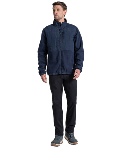 Blue Navy coloured Craghoppers Mens Helvellyn Hybrid Jacket on white background 