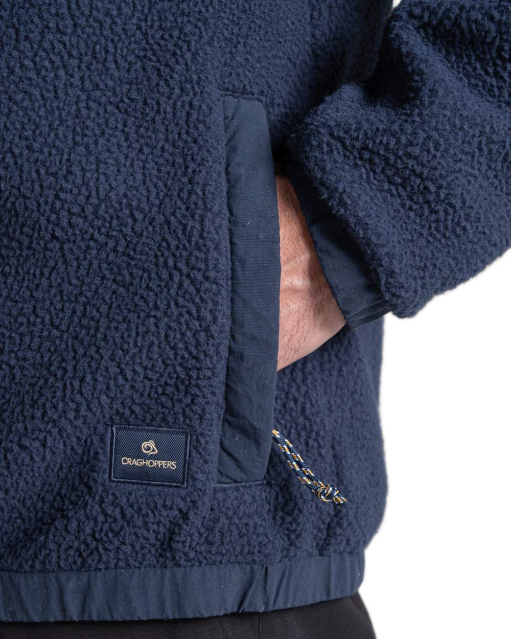 Blue Navy coloured Craghoppers Mens Helvellyn Hybrid Jacket on white background 