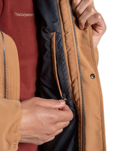 Boulder coloured Craghoppers Mens Howgill Downlike Hooded Jacket on white background 
