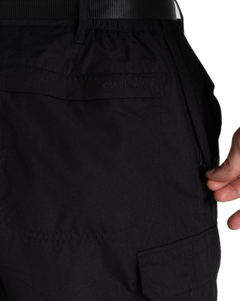 Black coloured Craghoppers Mens Kiwi Classic II Trouser on white background 