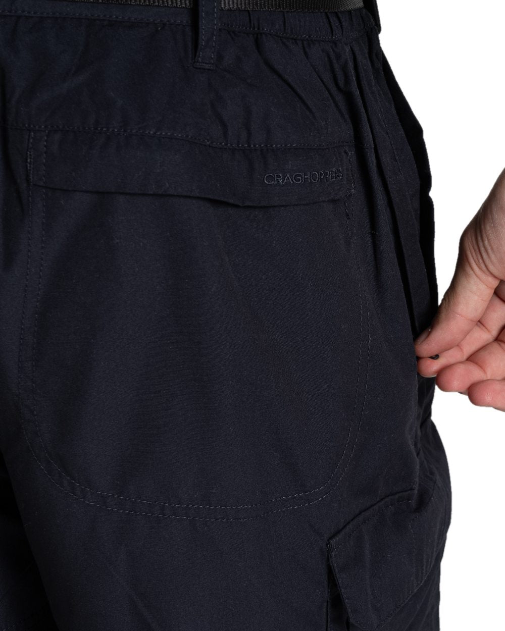 Dark Navy coloured Craghoppers Mens Kiwi Classic II Trousers on white background 