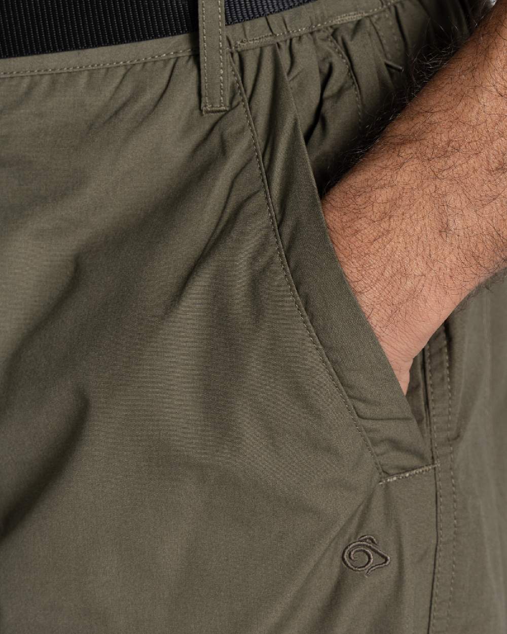 Wild Olive coloured Craghoppers Mens Kiwi Classic II Trouser on white background 
