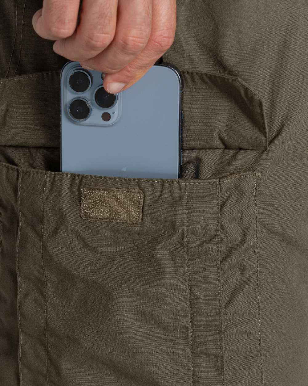 Wild Olive coloured Craghoppers Mens Kiwi Classic II Trouser on white background 