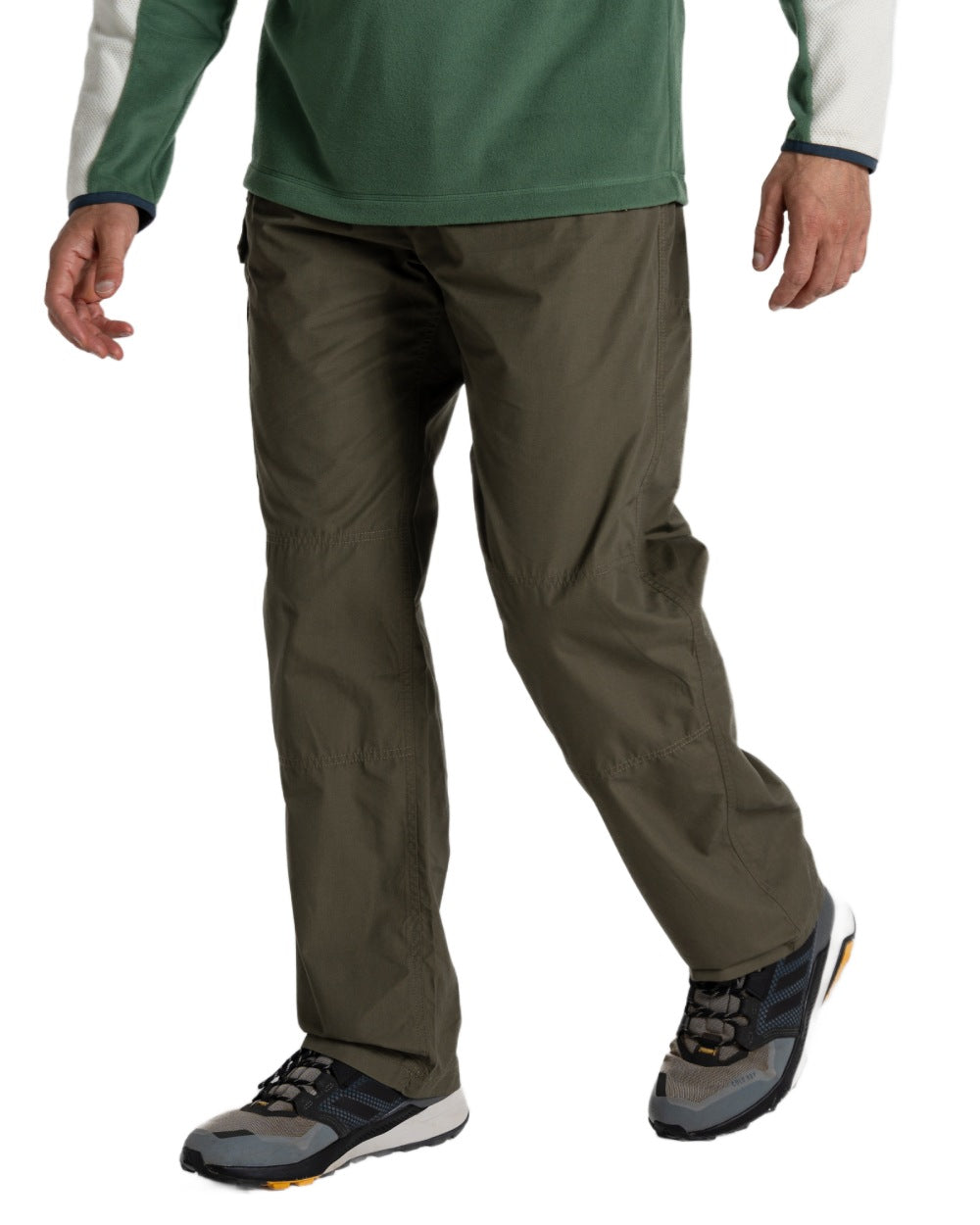 Wild Olive coloured Craghoppers Mens Kiwi Classic II Trouser on white background 