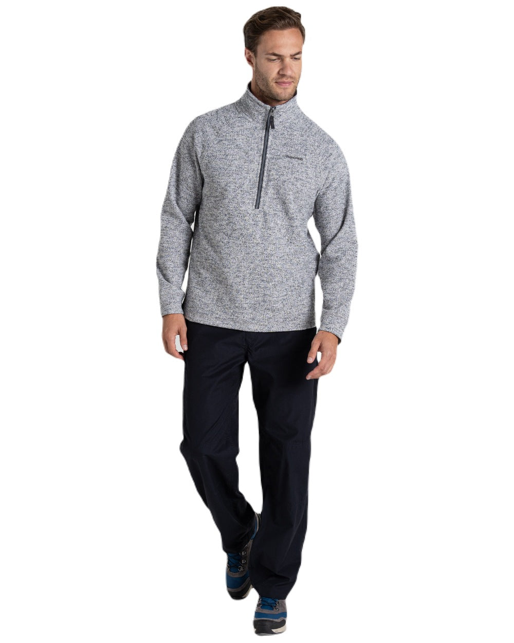 Dark Navy coloured Craghoppers Mens Kiwi Classic II Trousers on white background 