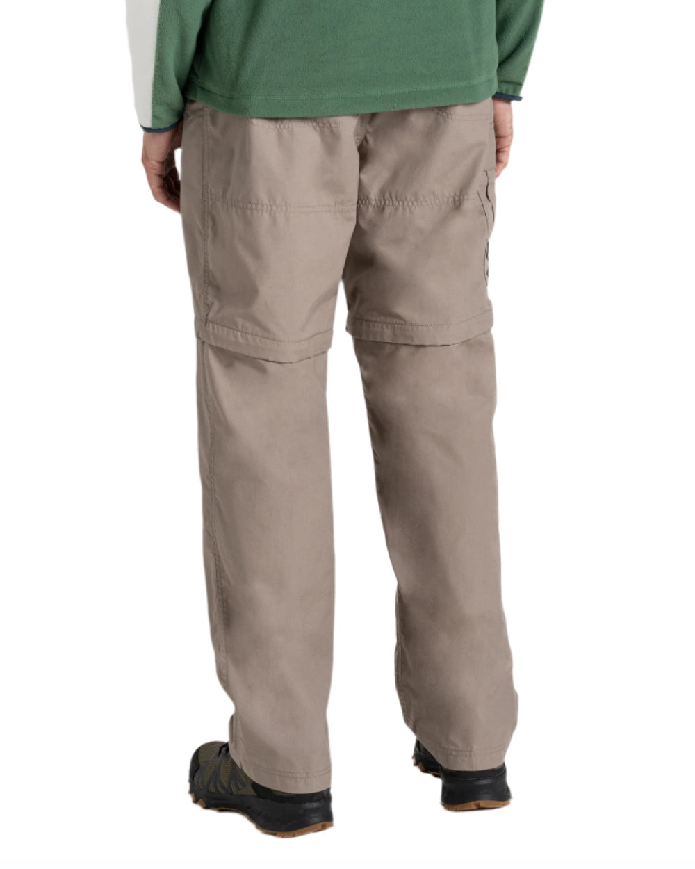 Beach coloured Craghoppers Mens Kiwi Convertible Recycled Trousers on white background 
