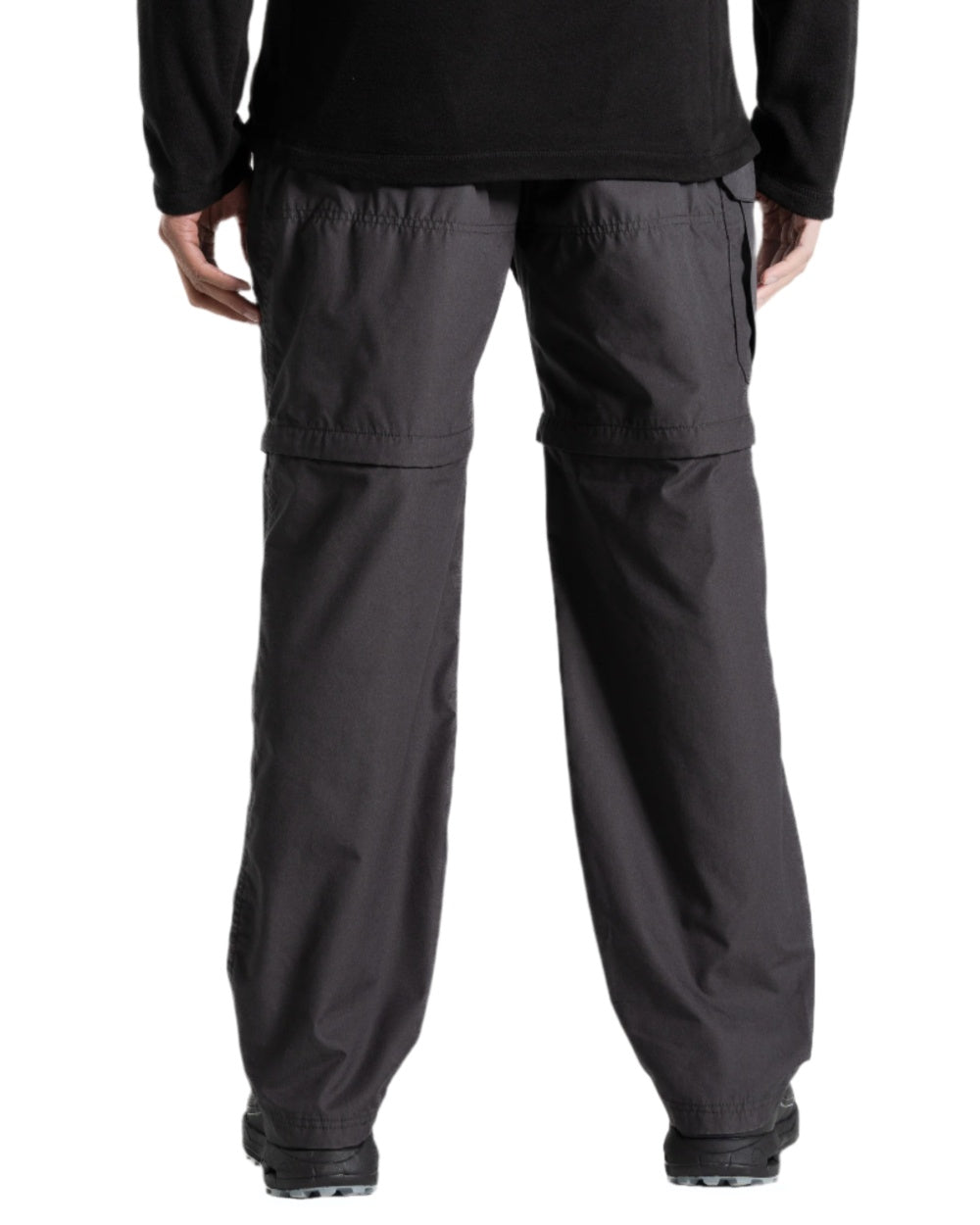 Black Pepper coloured Craghoppers Mens Kiwi Convertible Recycled Trousers on white background 