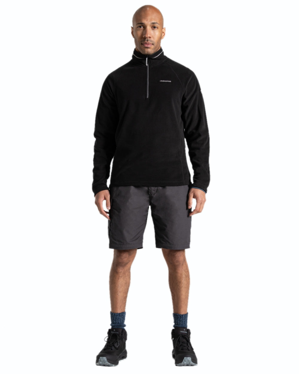 Black Pepper coloured Craghoppers Mens Kiwi Convertible Recycled Trousers on white background 