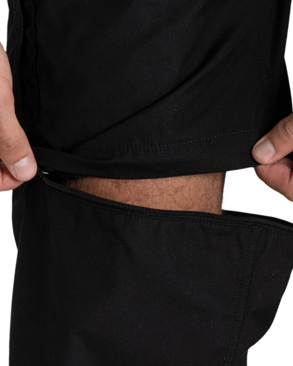 Black coloured Craghoppers Mens Kiwi Convertible Recycled Trousers on white background 