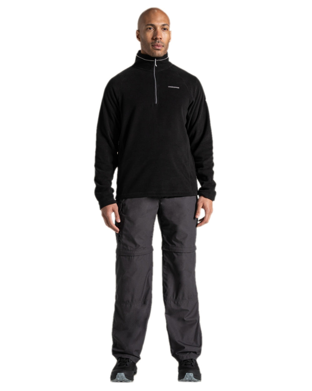 Black Pepper Coloured Craghoppers Mens Kiwi Convertible Trousers on white background 