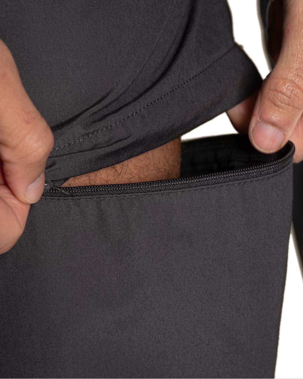 Black Pepper Coloured Craghoppers Mens Kiwi Convertible Trousers on white background 