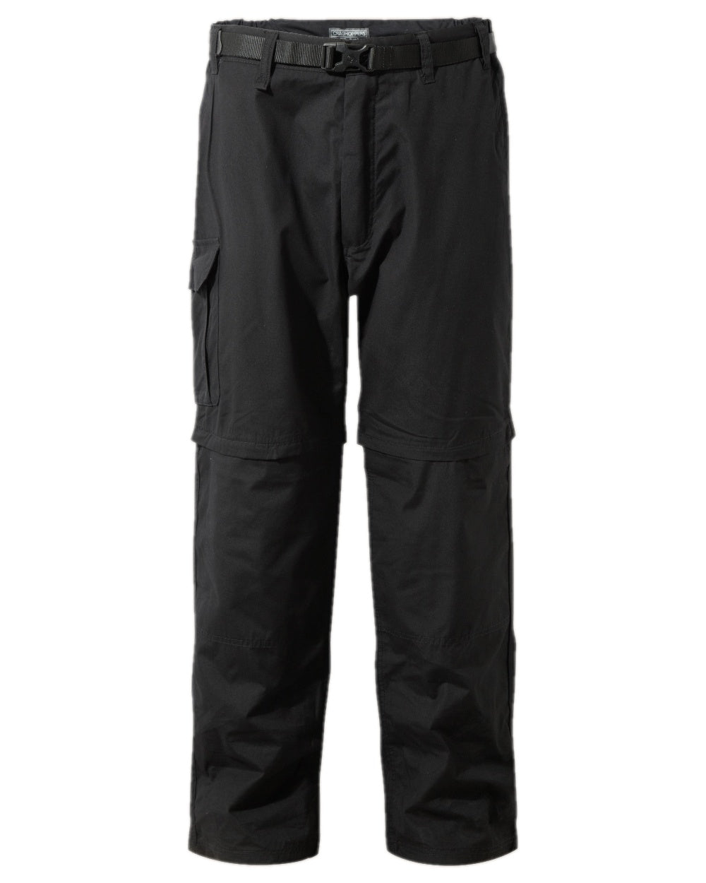 Black Coloured Craghoppers Mens Kiwi Convertible Trousers on white background 