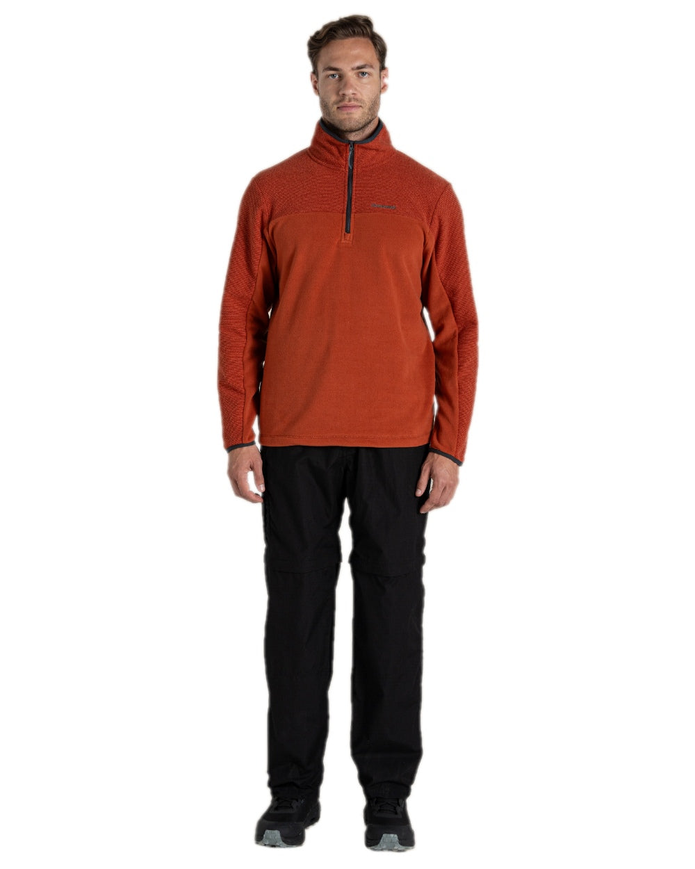 Black Coloured Craghoppers Mens Kiwi Convertible Trousers on white background 