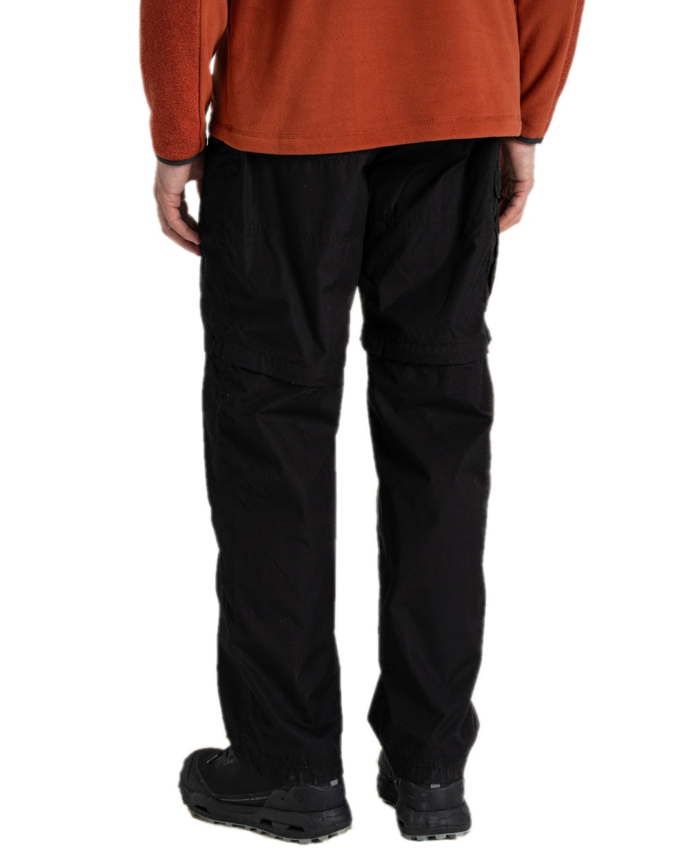 Black Coloured Craghoppers Mens Kiwi Convertible Trousers on white background 