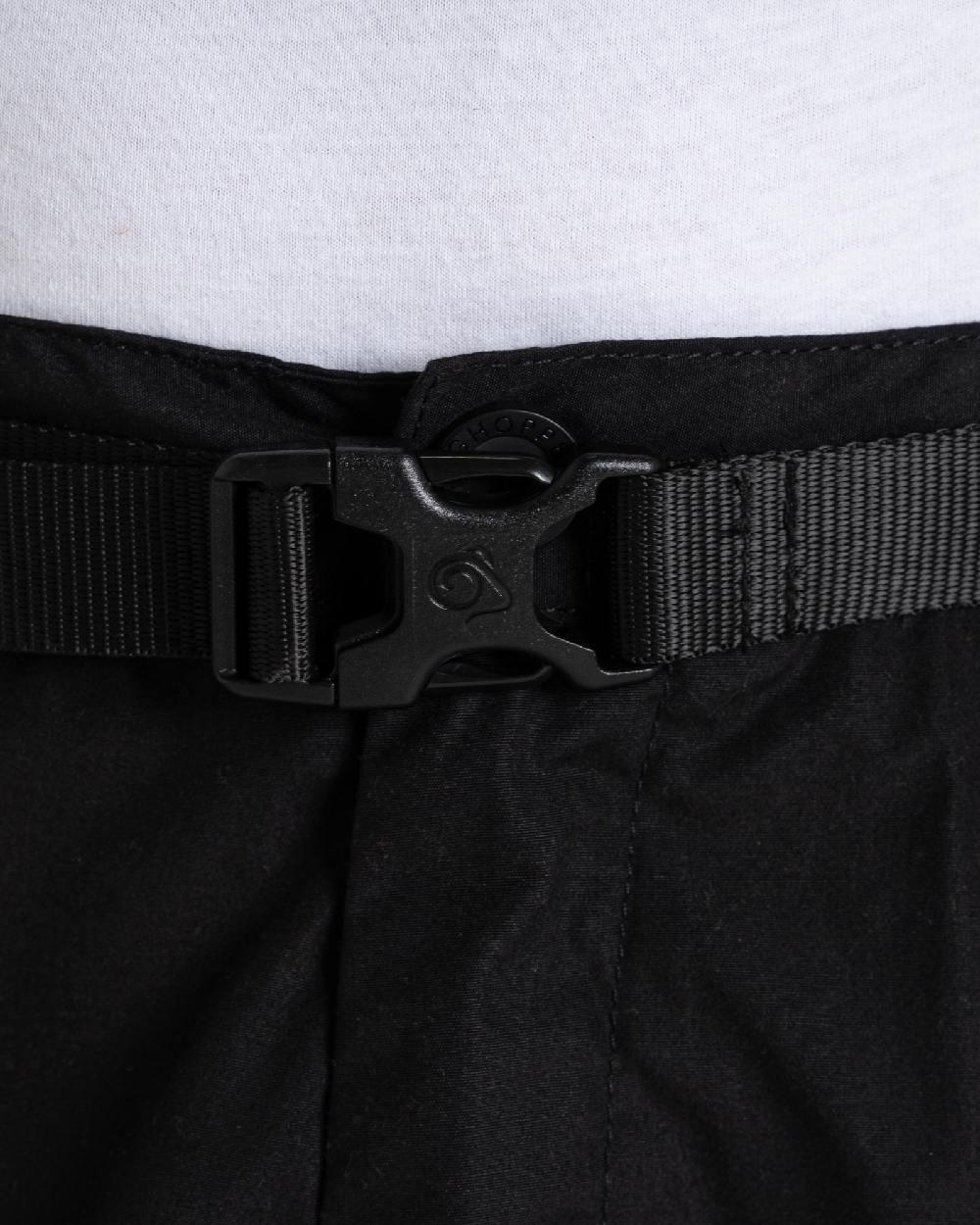 Black Coloured Craghoppers Mens Kiwi Convertible Trousers on white background 