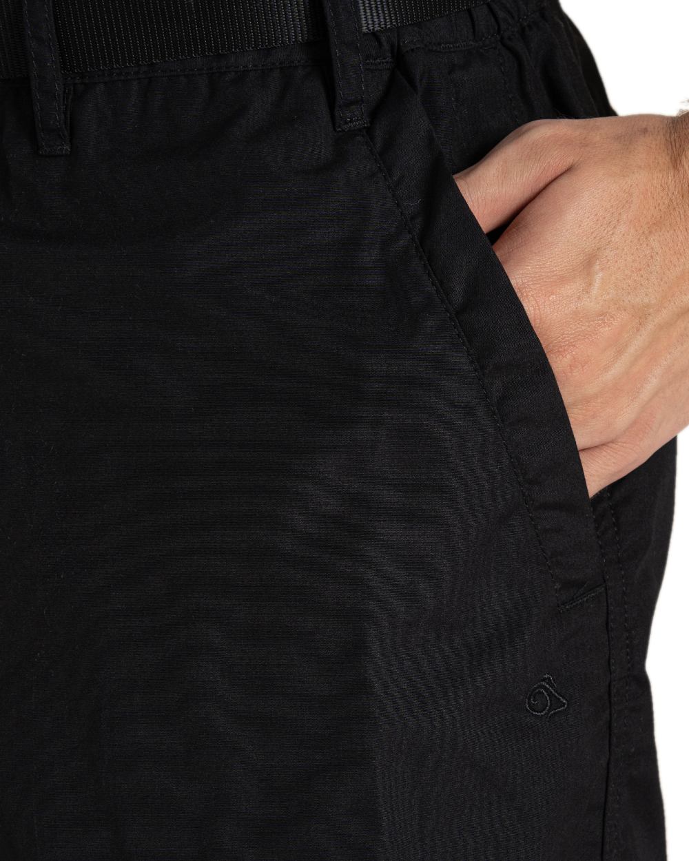 Black Coloured Craghoppers Mens Kiwi Convertible Trousers on white background 