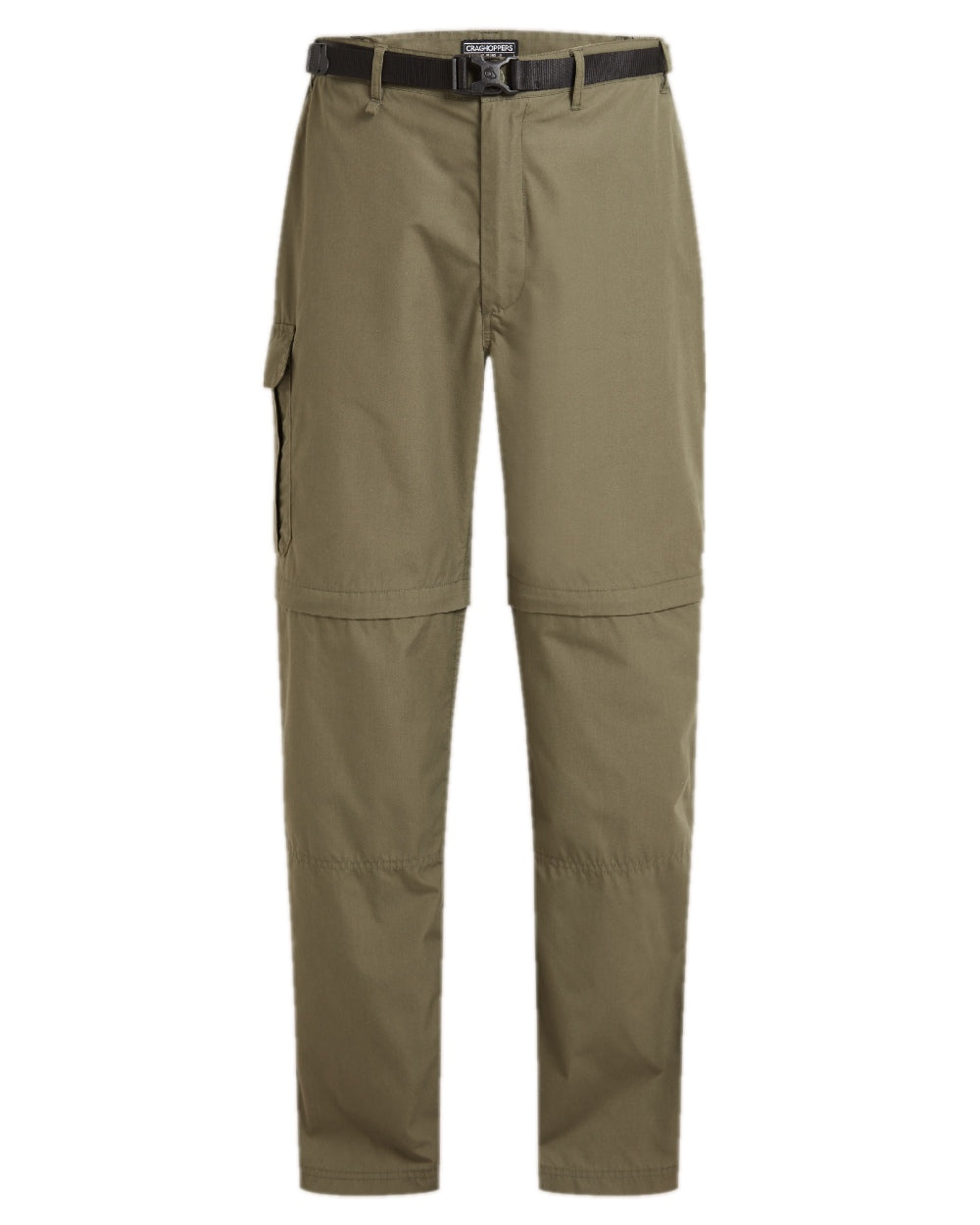 Wild Olive Coloured Craghoppers Mens Kiwi Convertible Trousers on white background 