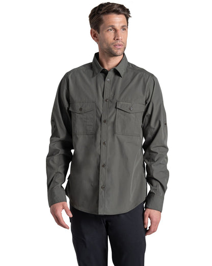 Cedar coloured Craghoppers Mens Kiwi II Long Sleeved Shirt on white background 