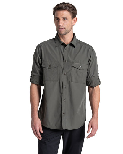 Cedar coloured Craghoppers Mens Kiwi II Long Sleeved Shirt on white background 