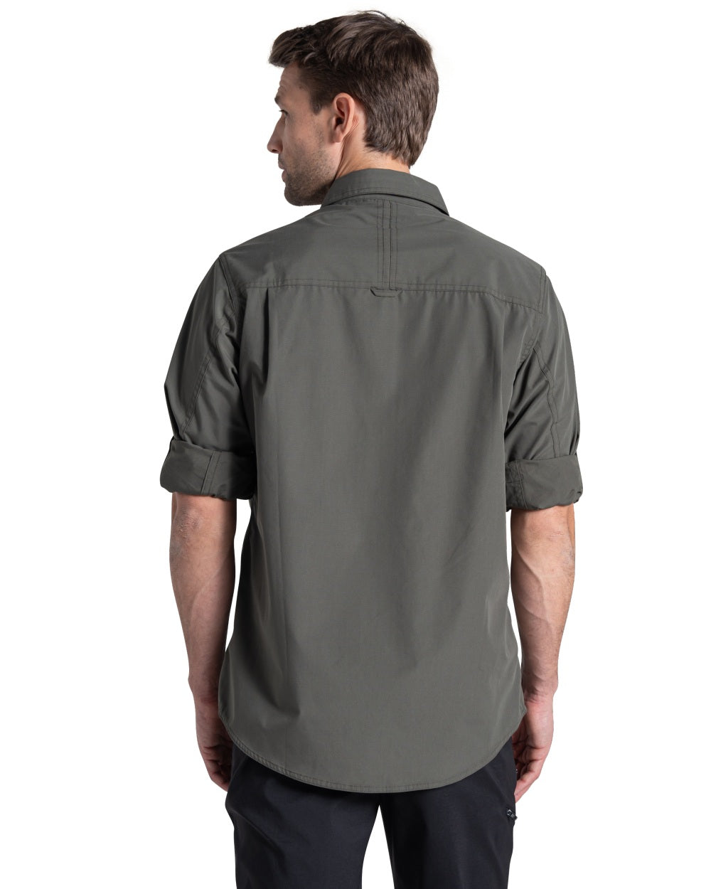 Cedar coloured Craghoppers Mens Kiwi II Long Sleeved Shirt on white background 