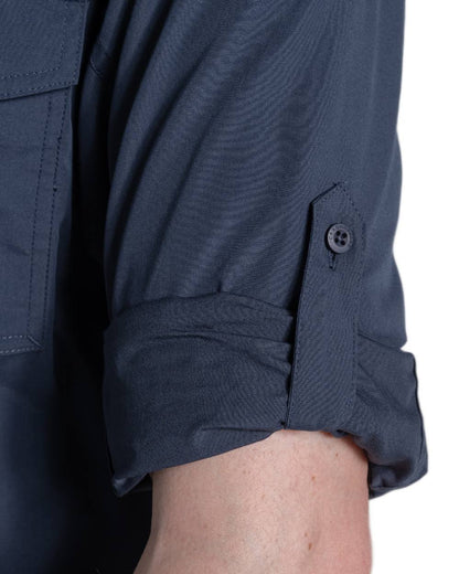 Ombre Blue coloured Craghoppers Mens Kiwi II Long Sleeved Shirt on white background 