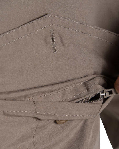 Pebble coloured Craghoppers Mens Kiwi II Long Sleeved Shirt on white background 