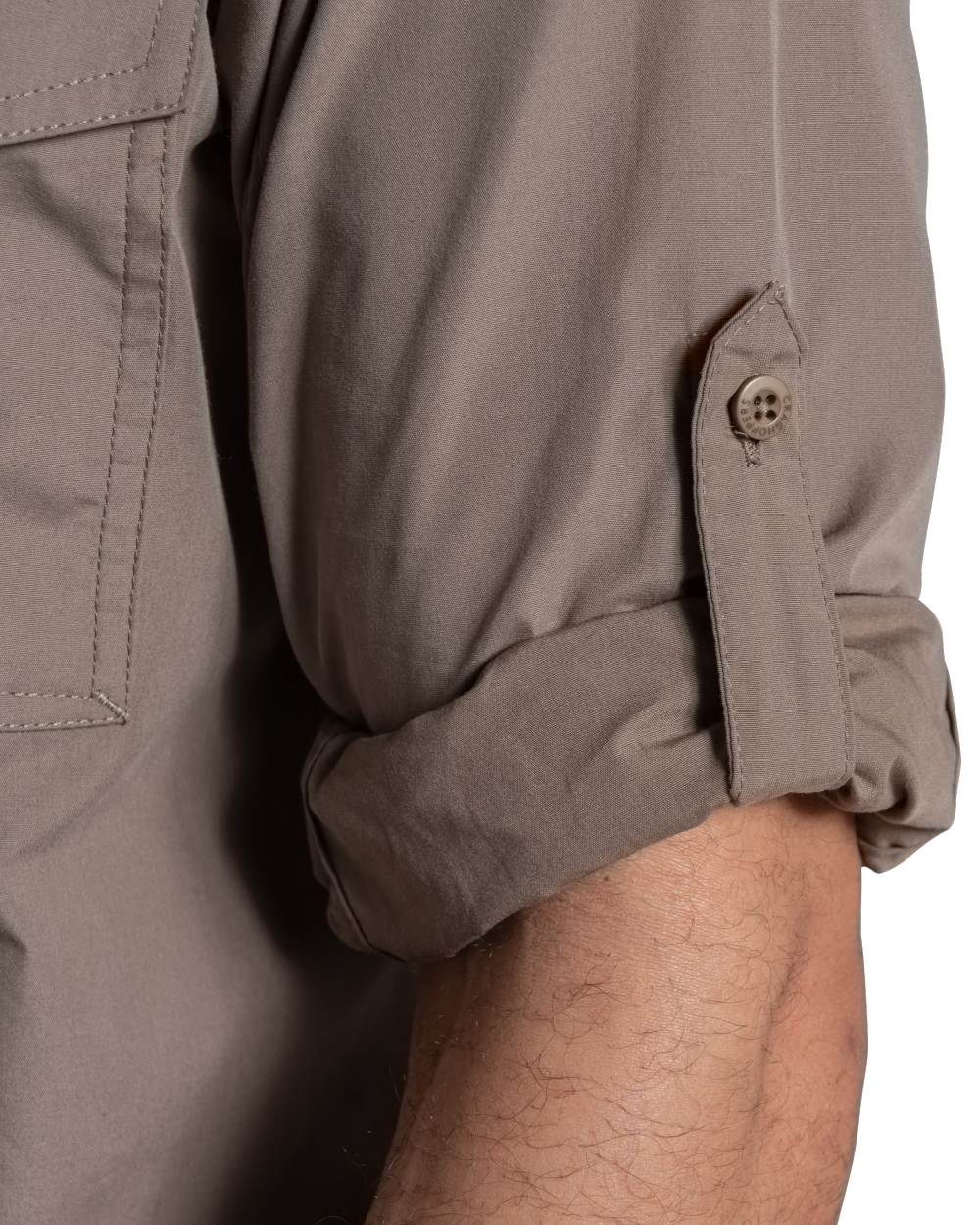 Pebble coloured Craghoppers Mens Kiwi II Long Sleeved Shirt on white background 