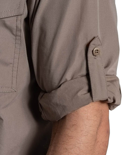 Pebble coloured Craghoppers Mens Kiwi II Long Sleeved Shirt on white background 