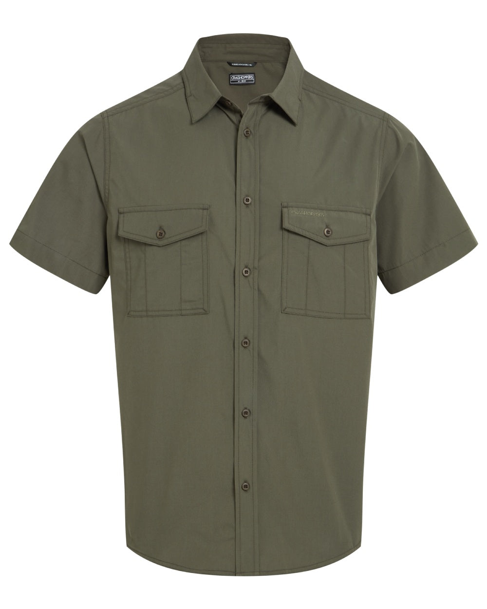 Cedar coloured Craghoppers Mens Kiwi II Short Sleeved Shirt on white background 