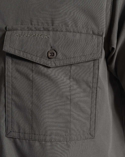 Cedar coloured Craghoppers Mens Kiwi II Short Sleeved Shirt on white background 